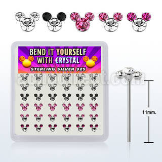 nymos36a caja display 36 piercing nariz doblar tu mismo plata esterlina 925 0 6mm 3 cristal redondos cara raton multi colores mayorista