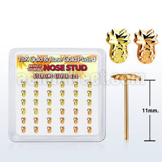 nymxpa36 caja display 36 piercing nariz doblar tu mismo plata 925 0 6mm pina plata lisa oro rosa 18 kts mayorista