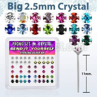nyp19mx caja display piercing nariz doblar tu mismo plata esterlina 925 0 6mm cristal 2 5mm distribuidor