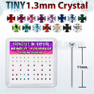 nyp6mx caja display piercing nariz doblar tu mismo plata esterlina 925 0 6mm cristal 1 25mm al por mayor