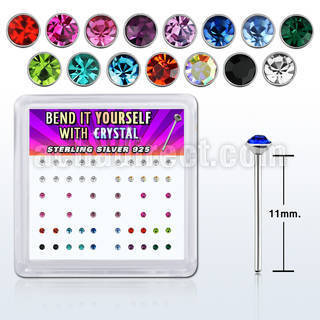 nyrdbxm caja display piercing nariz doblar tu mismo plata esterlina 925 0 6mm cristal redondos 1 5mm al por mayor