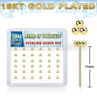 nytsv36g 18k plated silver bend nose studs balls 36pcs