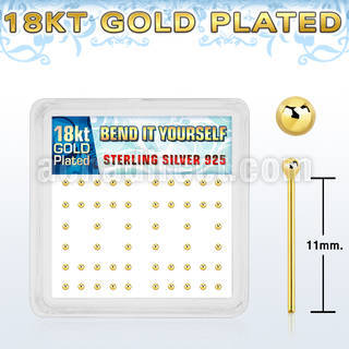 nyx18b caja display piercing nariz doblar tu mismo plata 925 oro 18 kts 0 6mm bola 1 5mm al por mayor