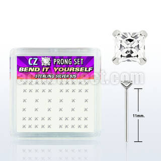nyzbqc caja display piercing nariz doblar tu mismo plata esterlina 925 0 6mm zirconia claras cuadrado 2mm venta