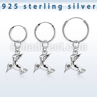 phod36 piercing helix aro liso plata esterlina colgante pajaro plata