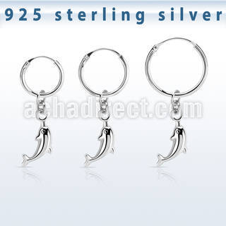 phod37 piercing helix aro liso plata esterlina colgante delfin plata