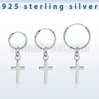 phod35 piercing helix aro liso plata esterlina colgante cruz plata