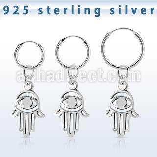 phod39 piercing helix aro liso plata esterlina plain silver hamsa colgante