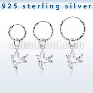 phod42 piercing helix aro liso plata esterlina colgante pajaro plata