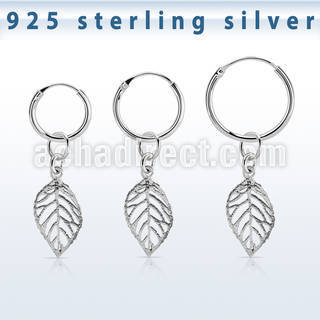 phod43 piercing helix aro liso plata esterlina colgante hoja plata