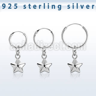 phod49 piercing helix aro liso plata esterlina colgante estrella plata