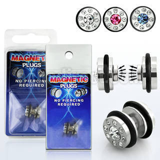 pkmp100 316l steel magnetic fake plug with crystals o rings