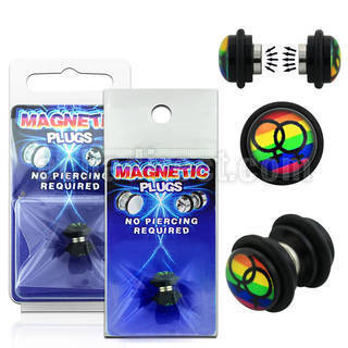 pkmp110 plug falso magnetico acrilico negro femenino doble negro fondo arcoiris anillos goma 8mm 1 pieza distribuidor