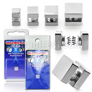 pkmp115 high polished 316l steel fake plug w square sides