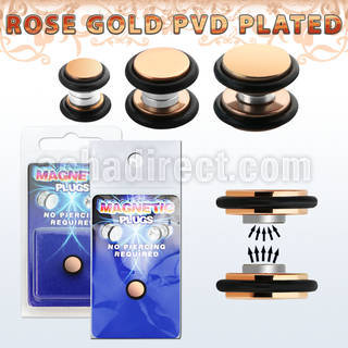 pkmp120 plug falso magnetico acero 316l anodizado oro rosa anillos goma 1 pieza distribuidor