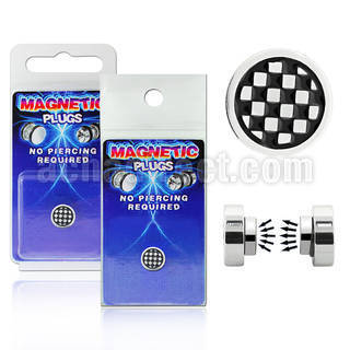 pkmp15 plug falso magnetico acero quirurgico logo cuadros 8mm 1 pieza distribuidor mayorista