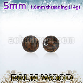 plball5 bola madera palma 5mm rosca acero quirurgico mayorista