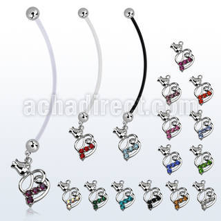 pnd510 piercing ombligo embarazada bolas 5mm acero colgante flor tulipan longitud 50mm al por mayor
