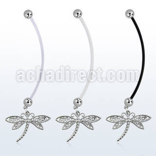 pnd566 piercing ombligo embarazada bolas 5mm acero colgante libelula longitud 50mm venta