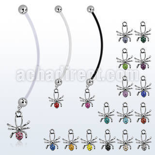 pnd673 piercing ombligo embarazada bolas 5mm acero arana cristal longitud 50mm venta