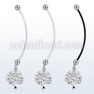 pnd697 piercing ombligo embarazada bolas 5mm acero colgante arbol vida plata longitud 50mm distribuidor