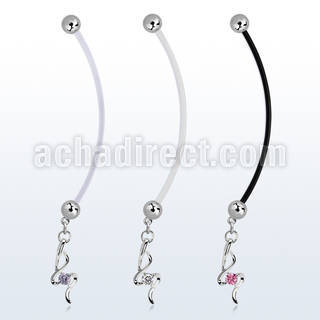 pndz410 piercing ombligo embarazada bolas 5mm acero colgante zirconia plata longitud 50mm venta