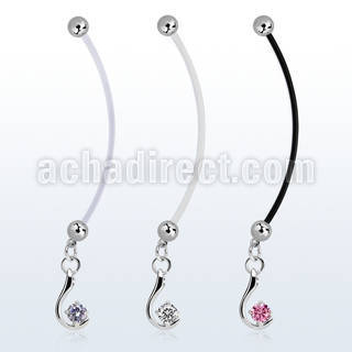pndz730 piercing ombligo embarazada bolas 5mm acero colgante moderno zirconia plata longitud 50mm distribuidor mayorista