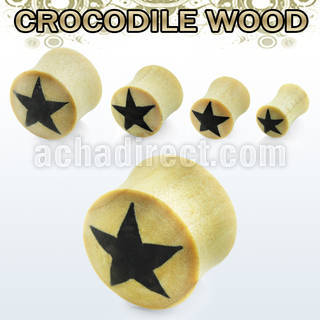 pysr dilatacion plug doble flare madera cocodrilo estrella negra frente al por mayor
