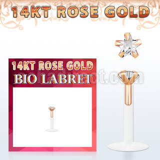 rbizsc labret bio flexible transparente oro rosa 14 kts presion zirconia estrella 3mm venta