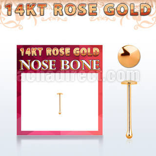 rbrd piercing nariz hueso oro rosa 14 kts 0 6mm redonda oro lisa 2mm al por mayor