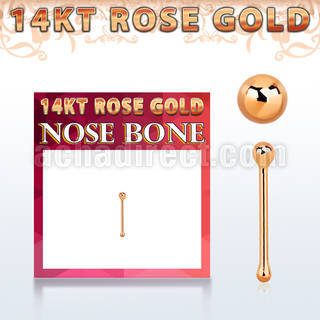 rnbb1 piercing nariz hueso oro rosa 14 kts 0 6mm bola oro lisa 1 5mm distribuidor mayorista