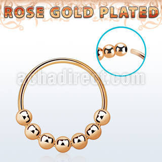 rose gold plated silver nose hoop w seven fixed balls 