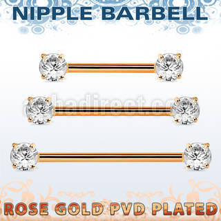 bbnptt2z barbell pezon acero 316l anodizado oro rosa zirconitas s redondas 5mm hecho laton oro rosa al por mayor