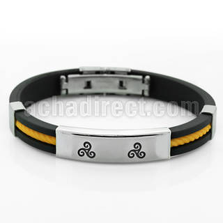 rsb132 rubber bracelet w cable central band matte triskele