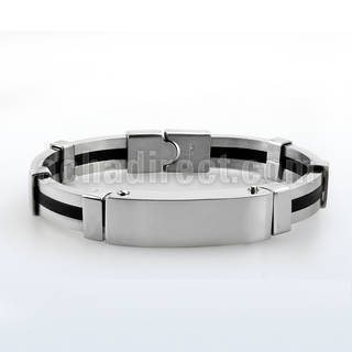 rsb18 polished steel bracelet with rubber accent nameplate