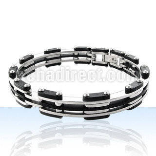 rsb21 polished steel bracelet with screws on rubber accent