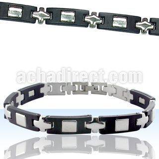 rsb4 steel bracelet in high polish with rubber accents