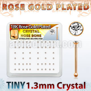 rsb6xc caja display piercing nariz hueso plata esterlina 925 0 6mm oro rosa cristal claro 1 25mm distribuidor