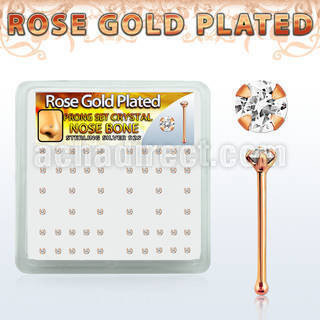rsbp14xc caja display piercing nariz hueso plata esterlina 0 6mm oro rosa cristal redondo claro 2mm distribuidor