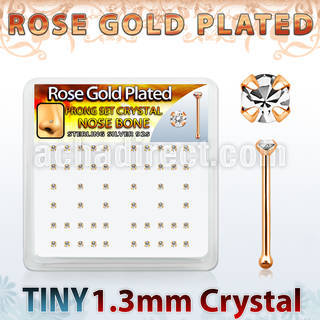 rsbp6xc caja display piercing nariz hueso plata esterlina 0 6mm oro rosa cristal redondo claro 1 25mm distribuidor mayorista