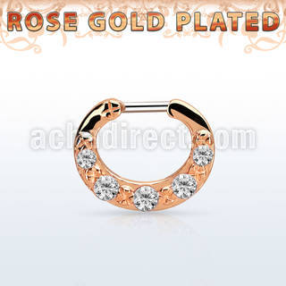 rsepg14 septum click plata 925 oro rosa barra cierre acero 316l 5 zirconia mayorista