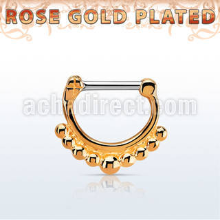 rsepn16 septum clicker plata 925 oro rosa 18 kts barra cierre acero 316l decorado bolas grandes barra 14 516 6mm 8mm venta