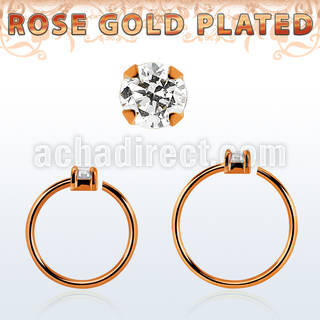 rsnhz15 rose gold silver seamless nose ring 1.5mm prong set cz