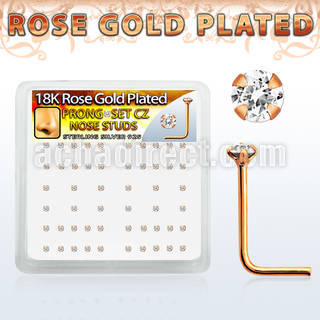 rsnszbc caja display piercing nariz l plata esterlina 0 6mm oro rosa zirconia claras redondas 1 5mm venta
