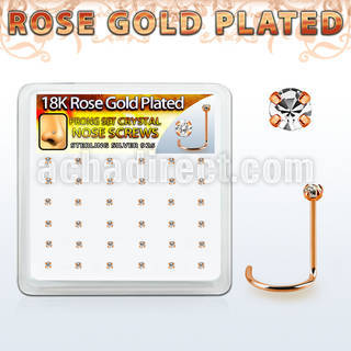 rsnwpxc caja display 36 piercing nariz l plata 925 oro rosa 0 6mm cristal 1 5mm distribuidor