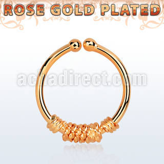 rssep12b anillo septum falso plata 925 oro rosa 1mm alambre atado 12mm mayorista