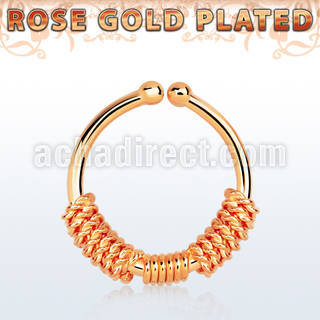rssep12e anillo septum falso plata 925 oro rosa 1mm tres cuerdas envueltas alrededor tercio anillo 12mm distribuidor mayorista