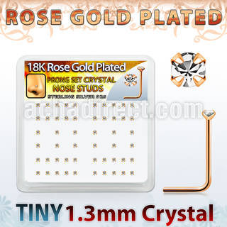 rssp6xc caja display piercing nariz l plata esterlina 0 6mm oro rosa cristal redondo claro 1 25mm venta