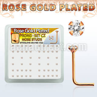 rssz2xc caja display piercing nariz l plata esterlina 0 6mm oro rosa zirconia redonda clara 2mm distribuidor mayorista