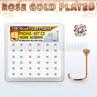 rswz2xc caja display 36 piercing nariz l plata 925 oro rosa 0 6mm zirconia 2mm distribuidor mayorista